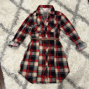 Wool shirt dress with belt